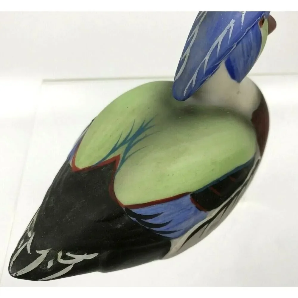 Jasco Mallard Duck Porcelain Lint Remover Brush 1980's Collectible Hand Panted